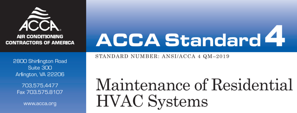 ACCA Standard 4: Maintenance of Residential HVAC Systems ACCA_4
